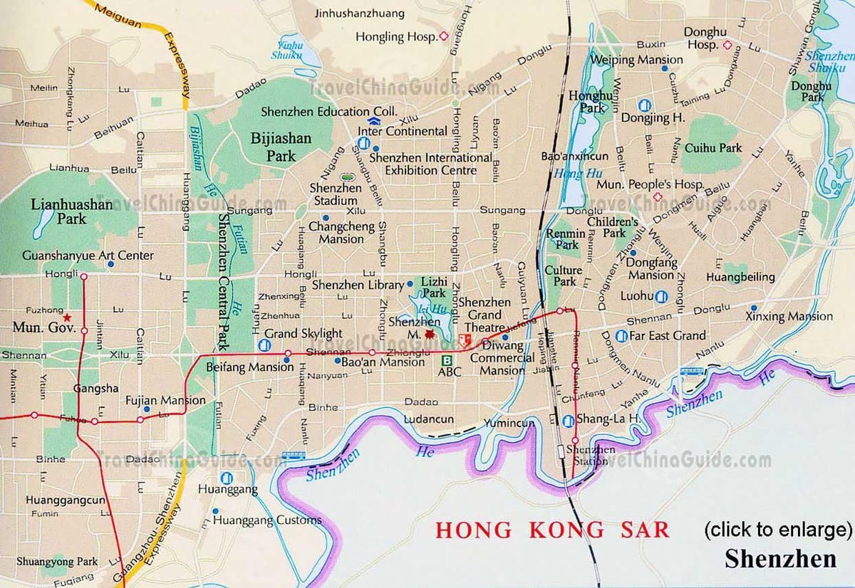 Shenzhen de guangdong, China mapa