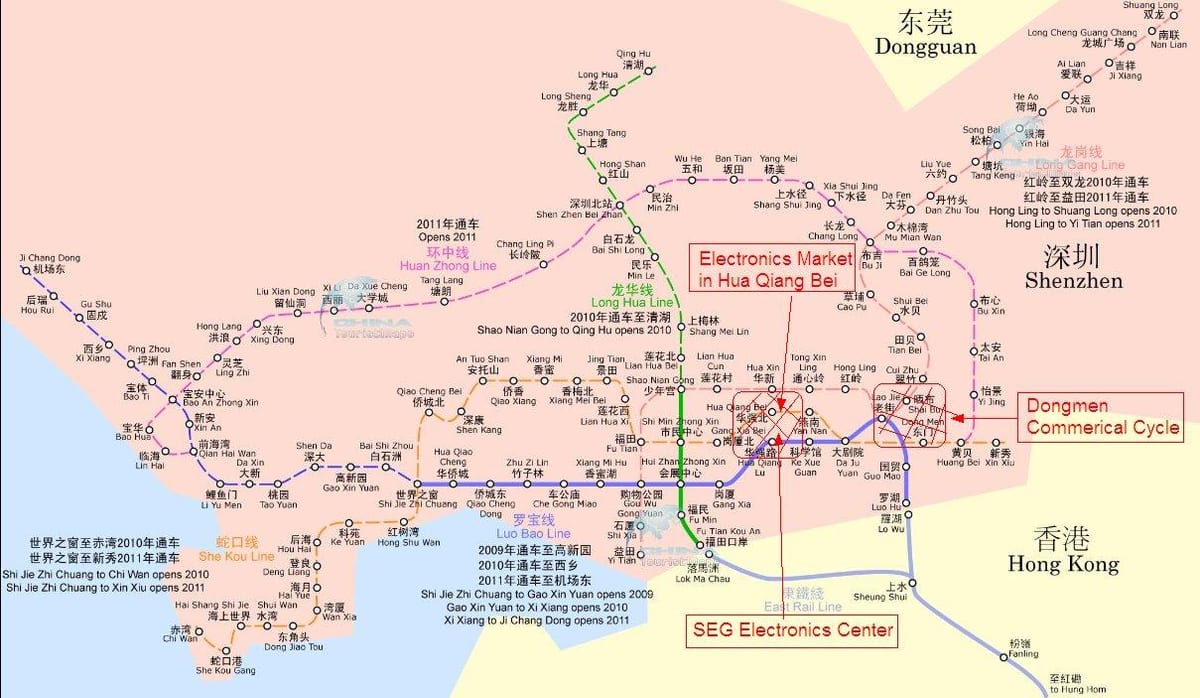mapa de Shenzhen electrónica mercado