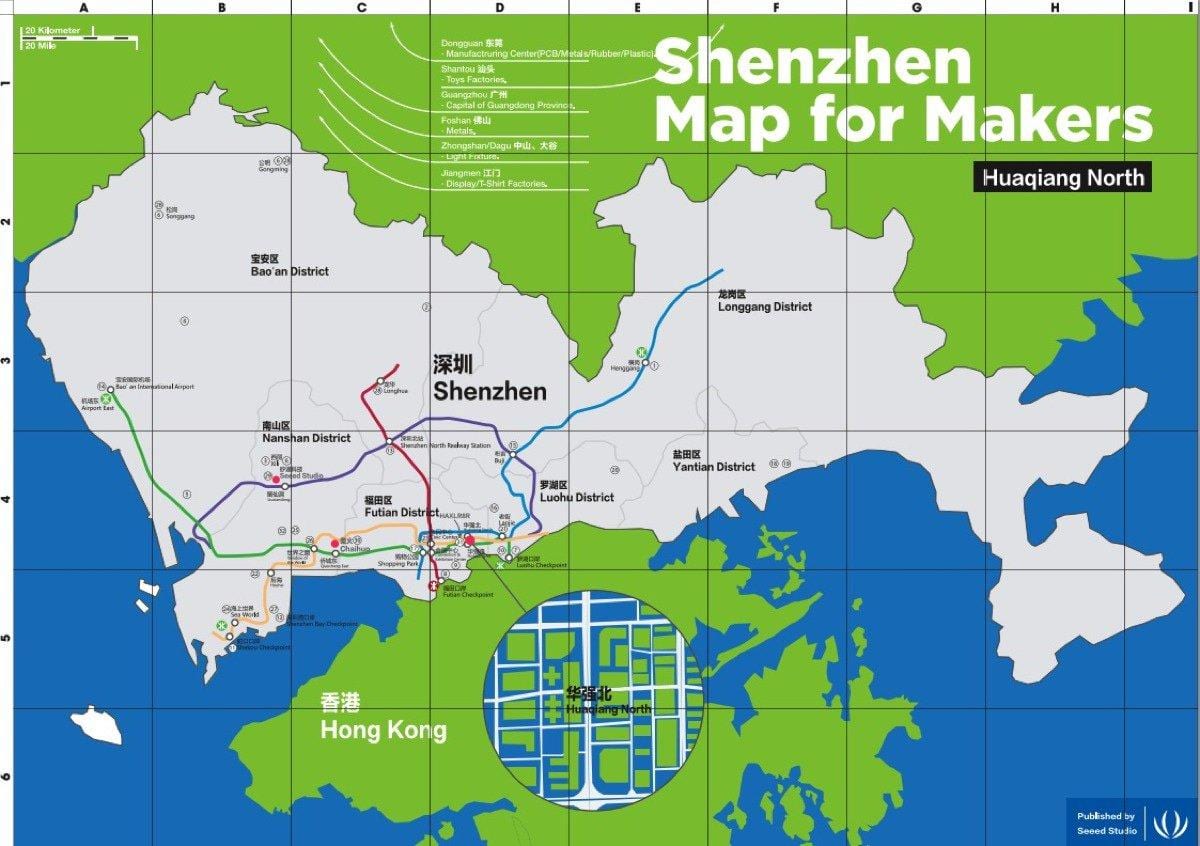 mapa de Shenzhen mapa para fabricantes