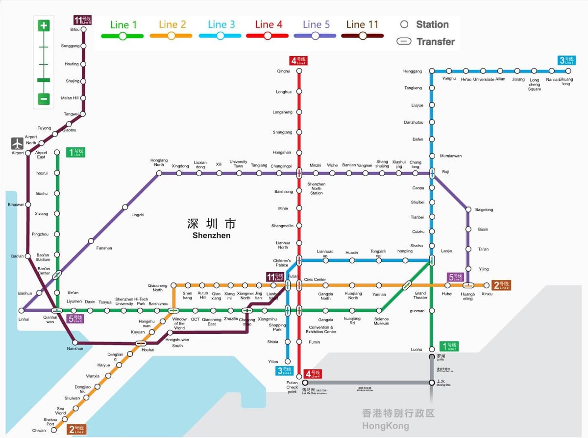 Shenzhen mapa metro de 2016