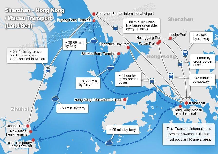 mapa de zhuhai de ferry terminal