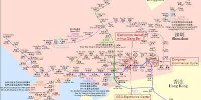 Mapa de Shenzhen electrónica mercado