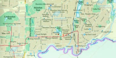 Mapa de Shenzhen rúa
